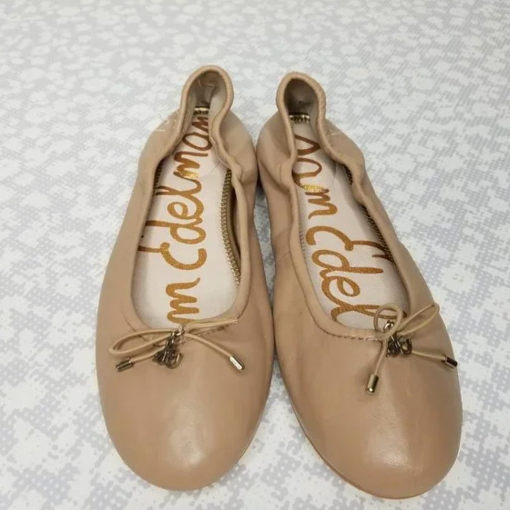 Sam Edelman Tan Flats with Bow Detail